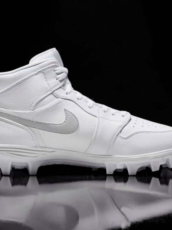 Jordan 1 Mid White/Grey Fog Mens Football Cleats Size 7 FJ6805 101 (NEW) main image 5